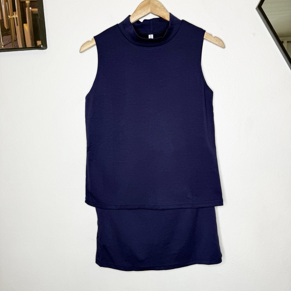 New Casly Lamiit Blue Two Piece Skirt Sleeveless Top Set Minimalist Womens Small